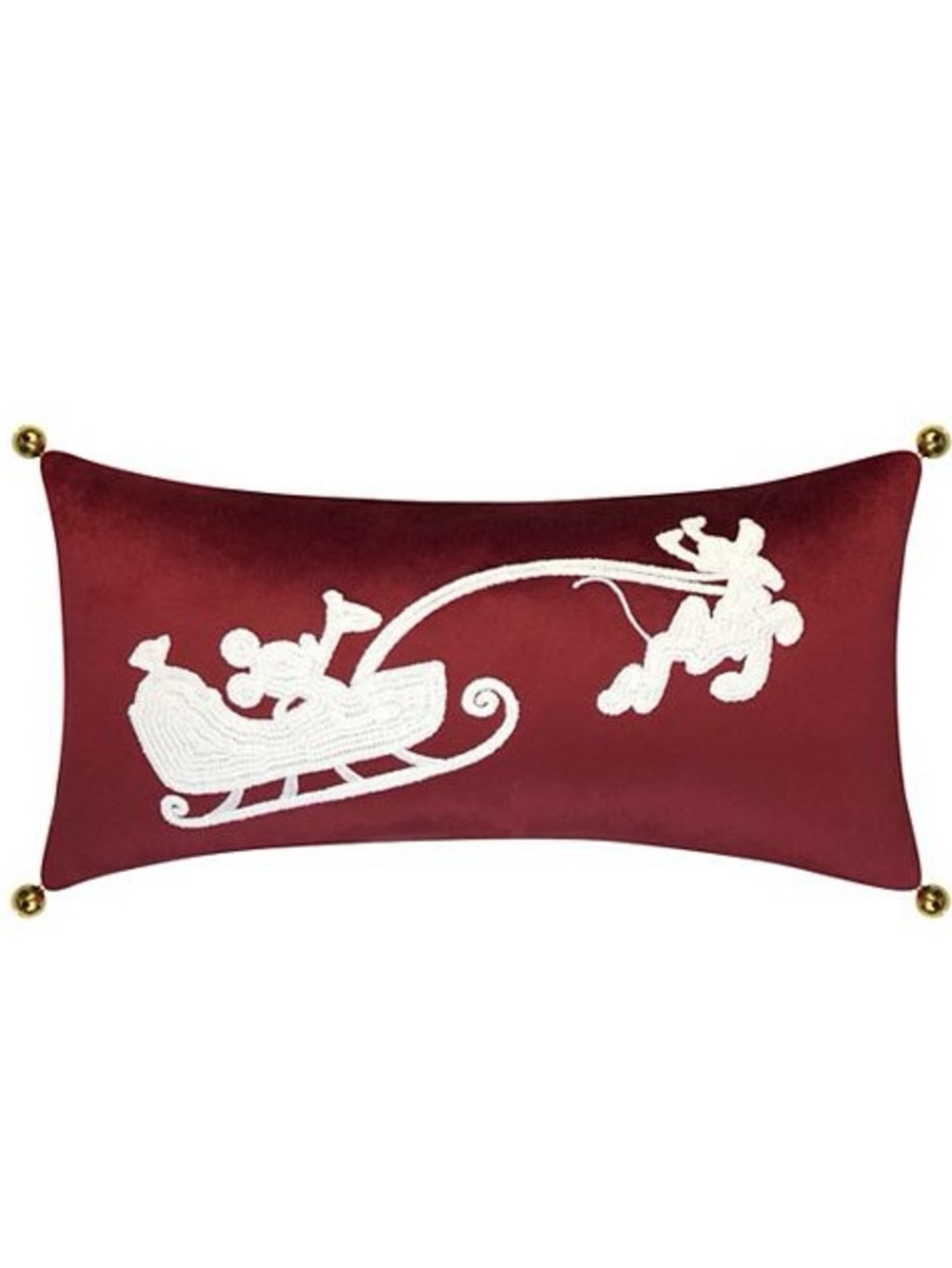 NWT St Nicholas Square® Disney Velvet Embroidered Sleigh Bells Decorative pillow